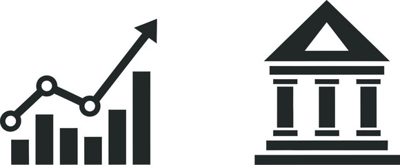 Banking growth chart and building icon