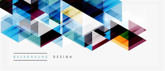 Fototapeta premium Abstract geometric pattern. Blue, purple, gray triangles create dynamic visual flow. Modern design element for backgrounds.