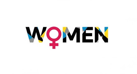 Fototapeta premium Empowering women symbol with colorful typography