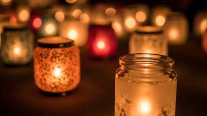 Lit candle jars