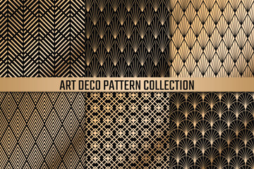 Golden luxury art deco seamless pattern, art deco background