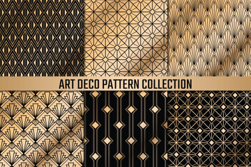 Golden luxury art deco seamless pattern, art deco background