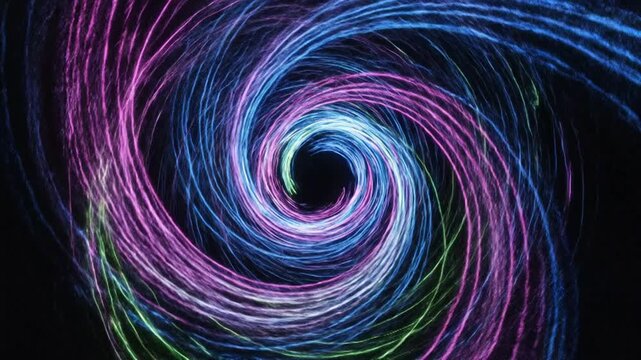 Abstract Swirling Vortex of Colorful Light Trails.