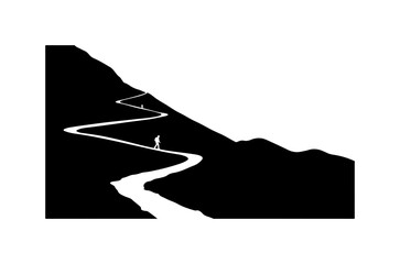 Mountain Road Silhouette Vector Illustration