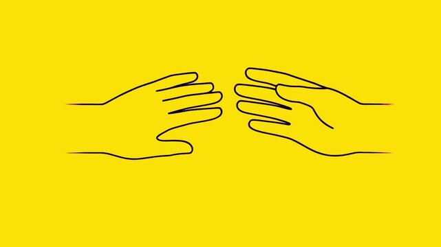 Two Hands Clasping Handshake Gesture, Minimalist Handshake Line Art Icon for Business Partnership and Agreement Animation