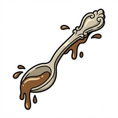 Fototapeta premium Stylish Spoon with Splashes of Liquid Chocolate