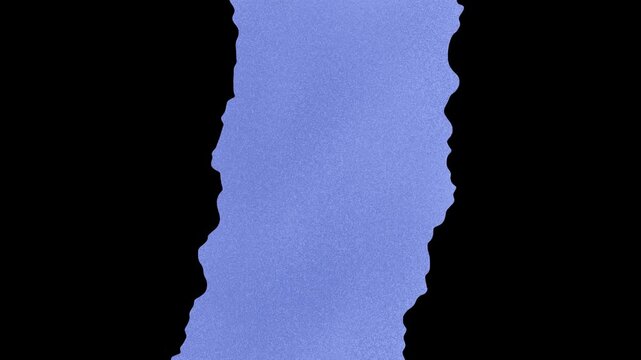 Ripped paper transparent background transition with vertical violet grainy frame. Seamless loop animation with distinct ripped paper edges. For creative transitions, title reveals. Alpha channel