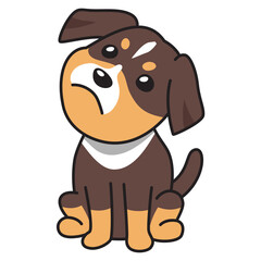 Cute cartoon Rottweiler puppy sitting and looking up with a curious and adorable expression