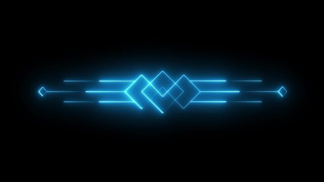 glowing Neon deco divider icon on black background. deco divider icon animation. 4k motion video animation.