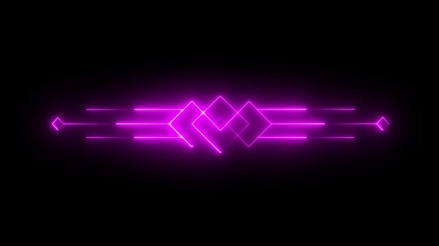 glowing Neon deco divider icon on black background. deco divider icon animation. 4k motion video animation.