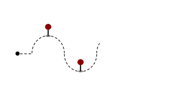 Animated Map Pins Marking Location Timeline Journey and Route Progress
