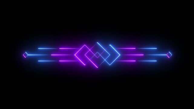 glowing Neon deco divider icon on black background. deco divider icon animation. 4k motion video animation.