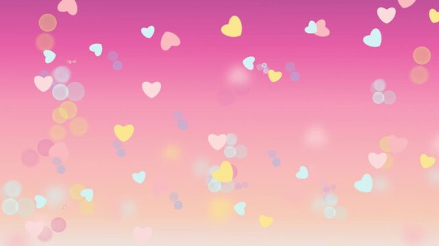 Glitter bubbles and heart love particles 4k background material for loop playback