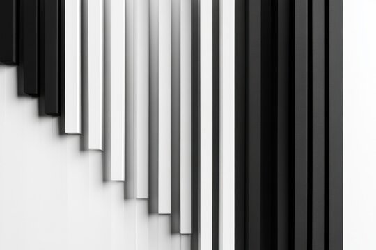 Black and white piano keys arranged in diagonal pattern create clean minimalist design with sharp contrast and smooth texture, evoking sense of rhythm and harmony