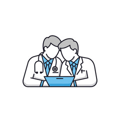 Fototapeta premium Two doctors collaborating on a digital tablet device.