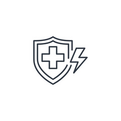 Obraz premium Health Shield with Lightning Bolt Icon.