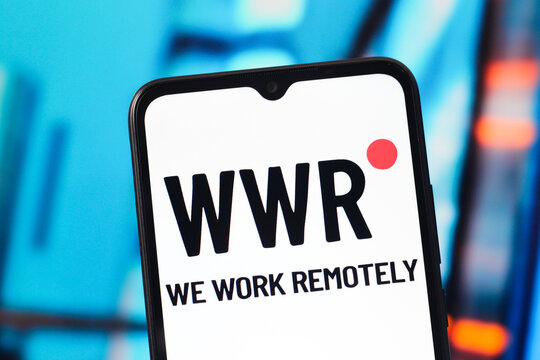 In this photo illustration, the WWR (We Work Remotely) logo is seen displayed on a smartphone screen.