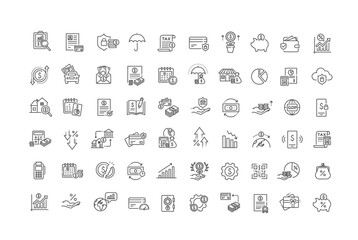 Banking and investment line icons