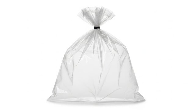 Transparent polyethylene drawstring waste bag for convenient household or commercial trash disposal