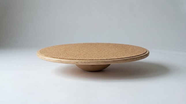 Rehabilitation balance board on neutral studio background close up