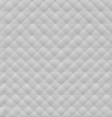 Seamless 3d geometric vector design featuring a white leather and metal texture background with gray square tile patterns for a modern surface illustration