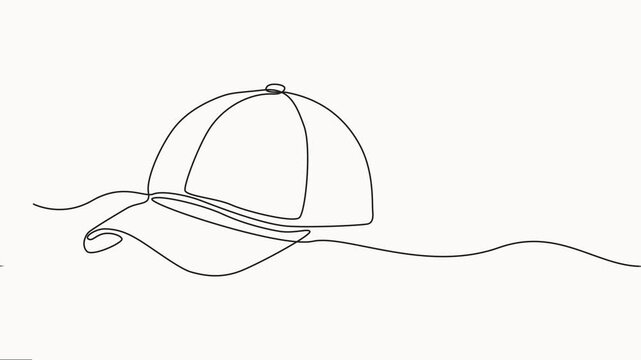 sports cap continuous one line drawing animation, Animated self drawing of continuous one line draw cap or hat icon, Modern fashion accessory. Full length single line animation, baseball cap minimal.