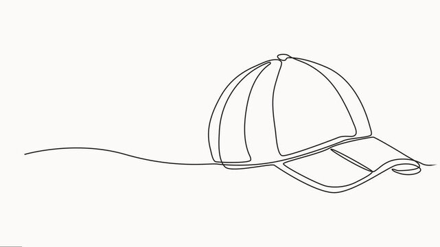 sports cap continuous one line drawing animation, Animated self drawing of continuous one line draw cap or hat icon, Modern fashion accessory. Full length single line animation, baseball cap minimal.