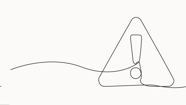 self drawing Exclamation mark, one-line art animation, hand-drawn admiration sign, idea, Query attention concept, finding an answer.