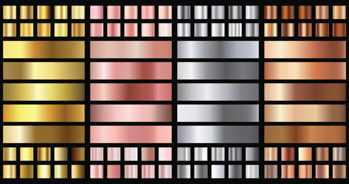 Elegant metallic gradient Shiny rose gold, silver and bronze medals gradients 