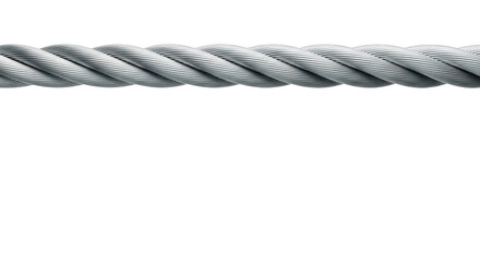 Gray rope with frayed edge isolated on transparent background