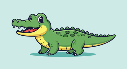 Fototapeta premium Cute Happy Alligator Cartoon Illustration.