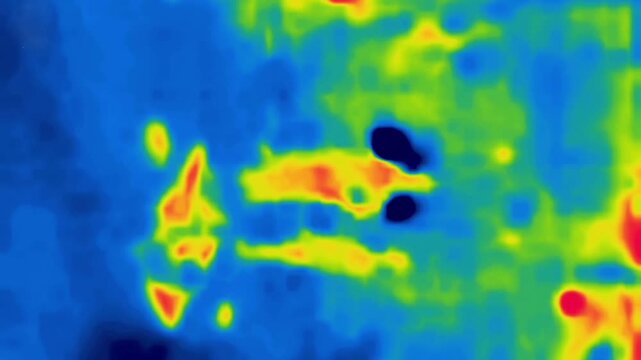 Passers-by, meeting people. Image from thermal imager device. Vertical Video