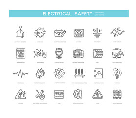 Electrical safety and protection outline icons