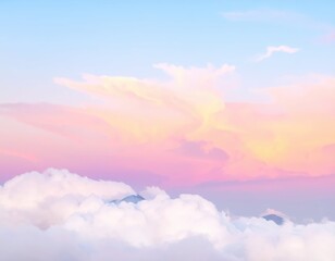 Fototapeta premium Serene Sunset Sky Over Gentle Clouds with Pastel Hues and Soft Light