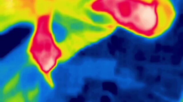 The procedure for typing and sending a message from a smartphone. Image from thermal imager device. Vertical Video