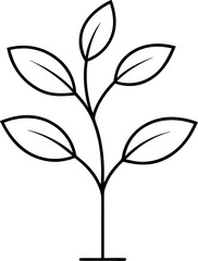 sapling outline vector  on white background 