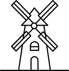 windmill outline vector on white background on white background 