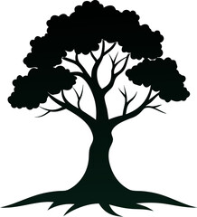 Tree growing step by step vector silhouette   on white background 