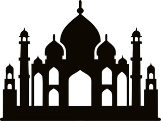 World landmarks taj- mahal icon silhouette  vector on white background 