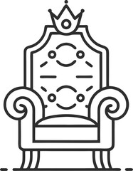  Throne chair line art elegant royal design  on white background 