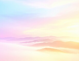 Obraz premium Soft Pastel Sunrise Over Rolling Hills and Misty Landscape