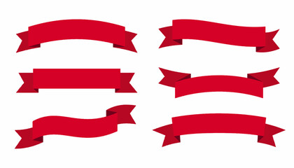 set of red ribbons. Photography vintage and retro symbols, ribbons, frames, elements. 