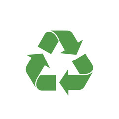 Obraz premium Green recycling symbol on a white background, representing environmental conservation and sustainability.