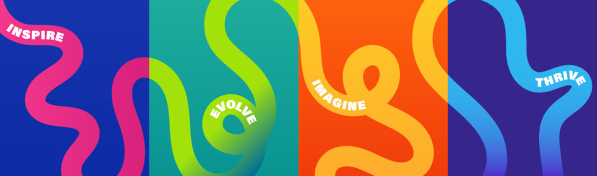 Vibrant abstract poster with flowing shapes in warm colors featuring colorful, fluid wavy lines for a dynamic, modern feel, motivational design typography for creative wall art