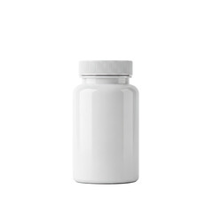 White Plastic Supplement Bottle Mockup on White Background.