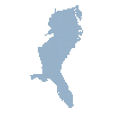 South Atlantic region of US dotted map. South Atlantic Tech Corridor Dot Map with Blue Transparent Data Networking