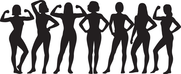 Women Fashion Pose Silhouette Vector Set | Stylish Female Models
