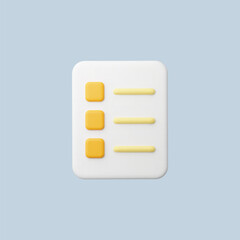 3d Realistic List Icon vector illustration
