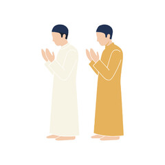 Fototapeta premium Two Men Praying in Robes Standing.