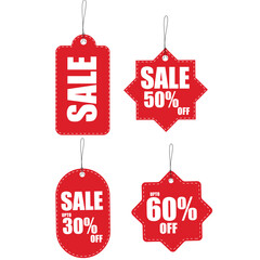 Colorful set of sale and price tags with discount labels for retail shopping and promotions